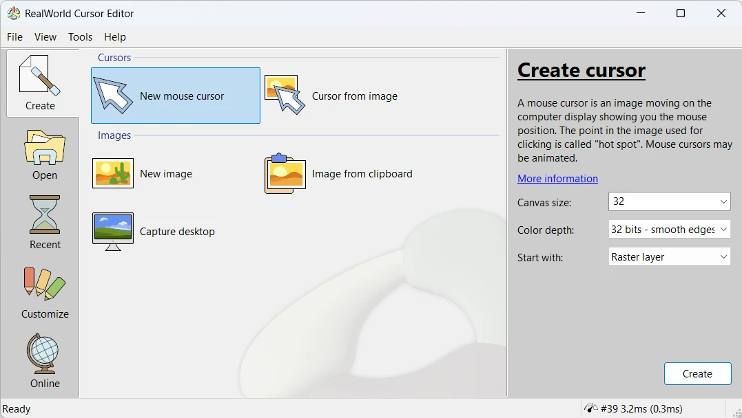 RealWorld Cursor Editor: create new mouse cursor