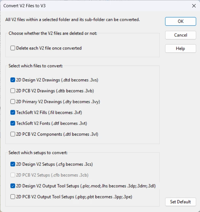 Dialog konversi TechSoft