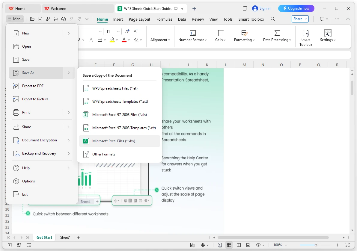 Tangkapan layar WPS Sheets