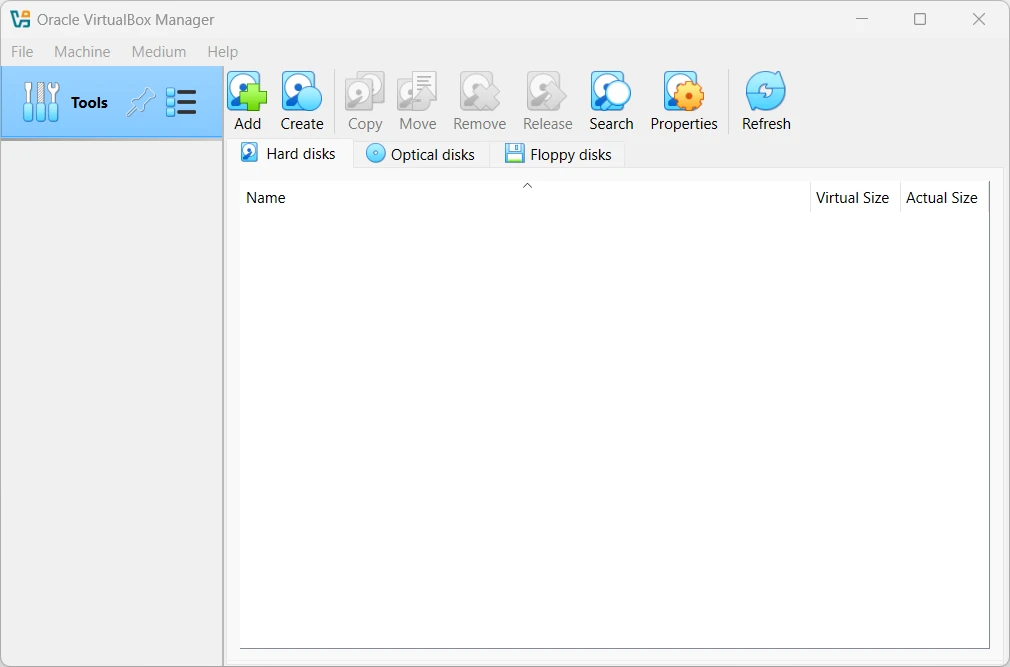 Oracle VirtualBox: tambahkan file disk