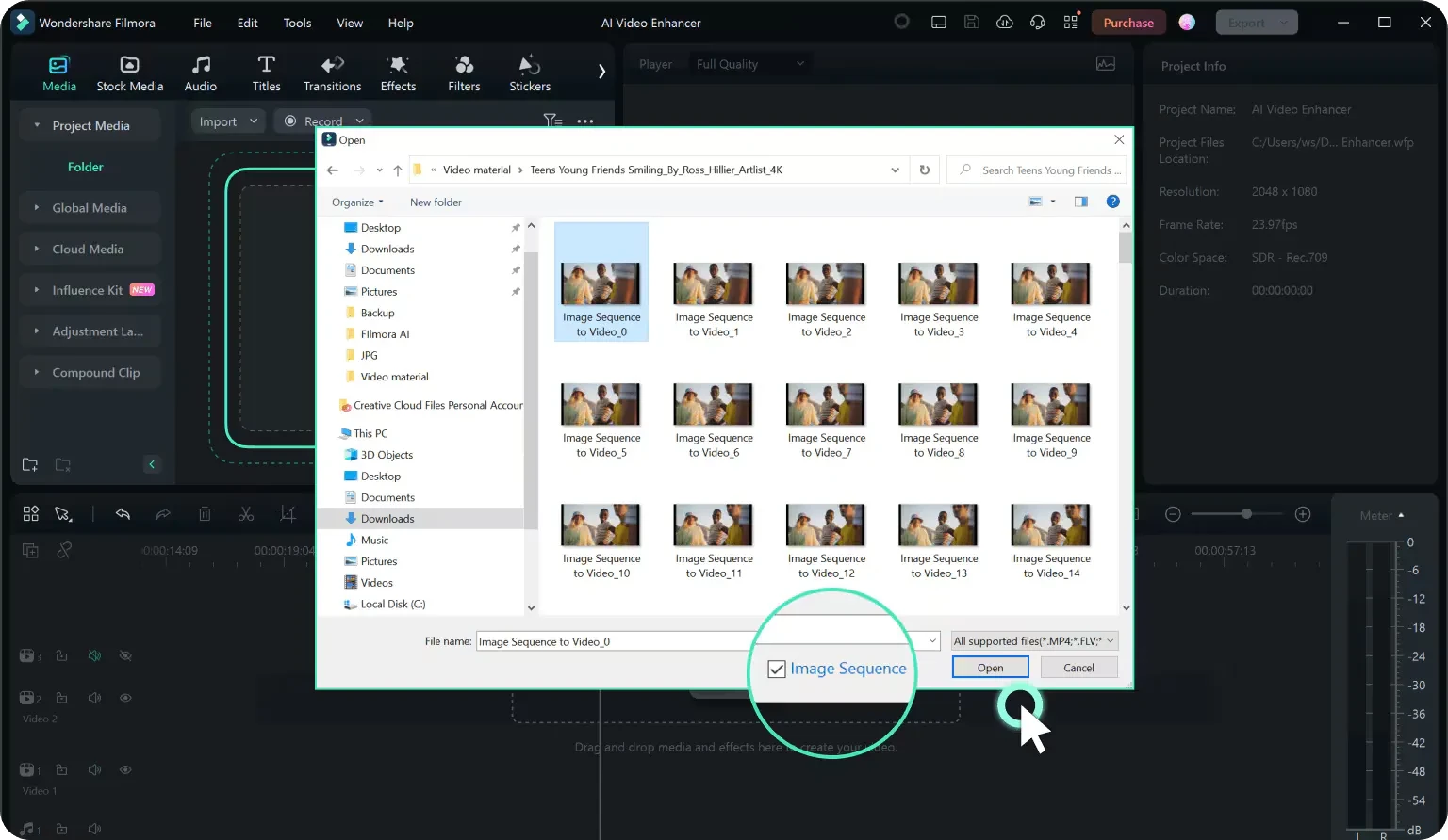 Filmora - sequence from images screenshot