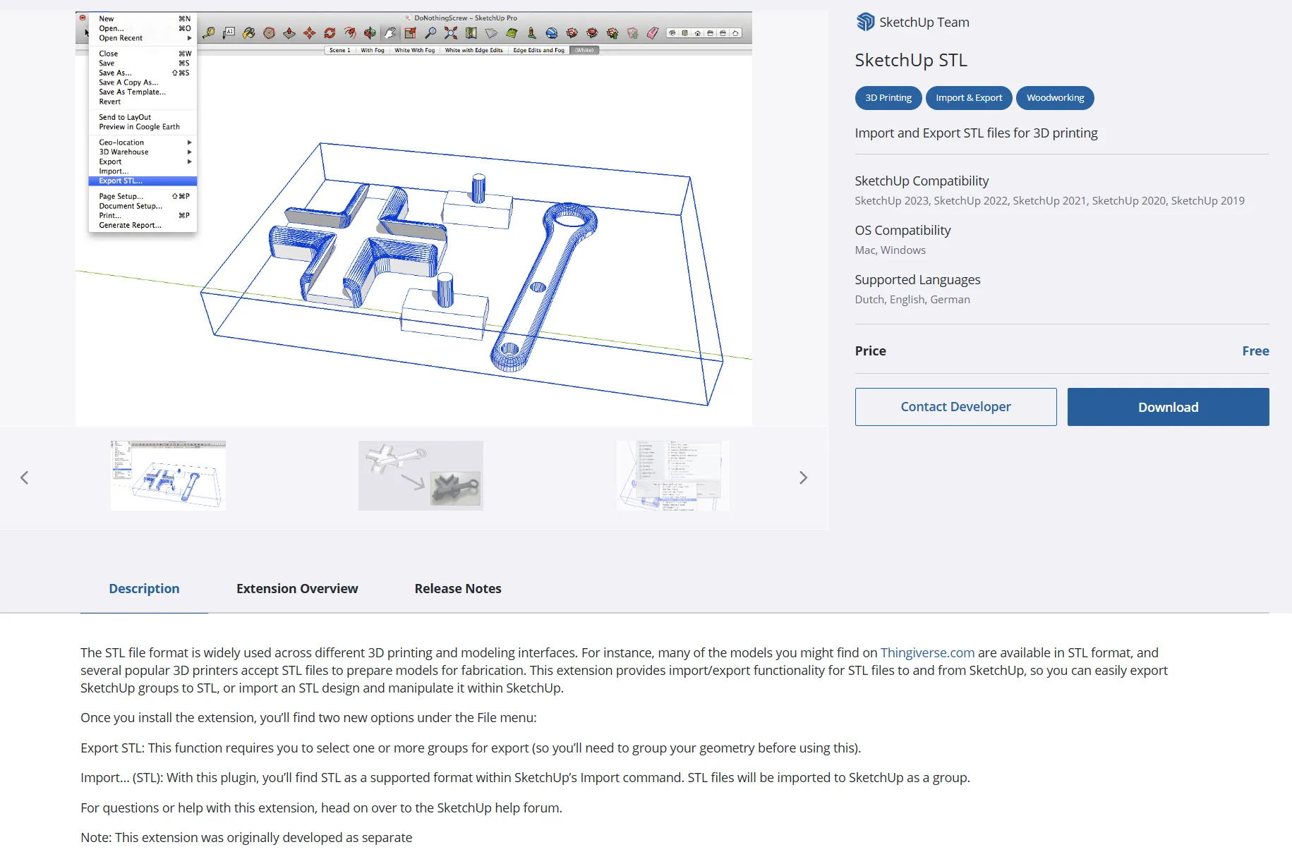 Sketchup STL extension